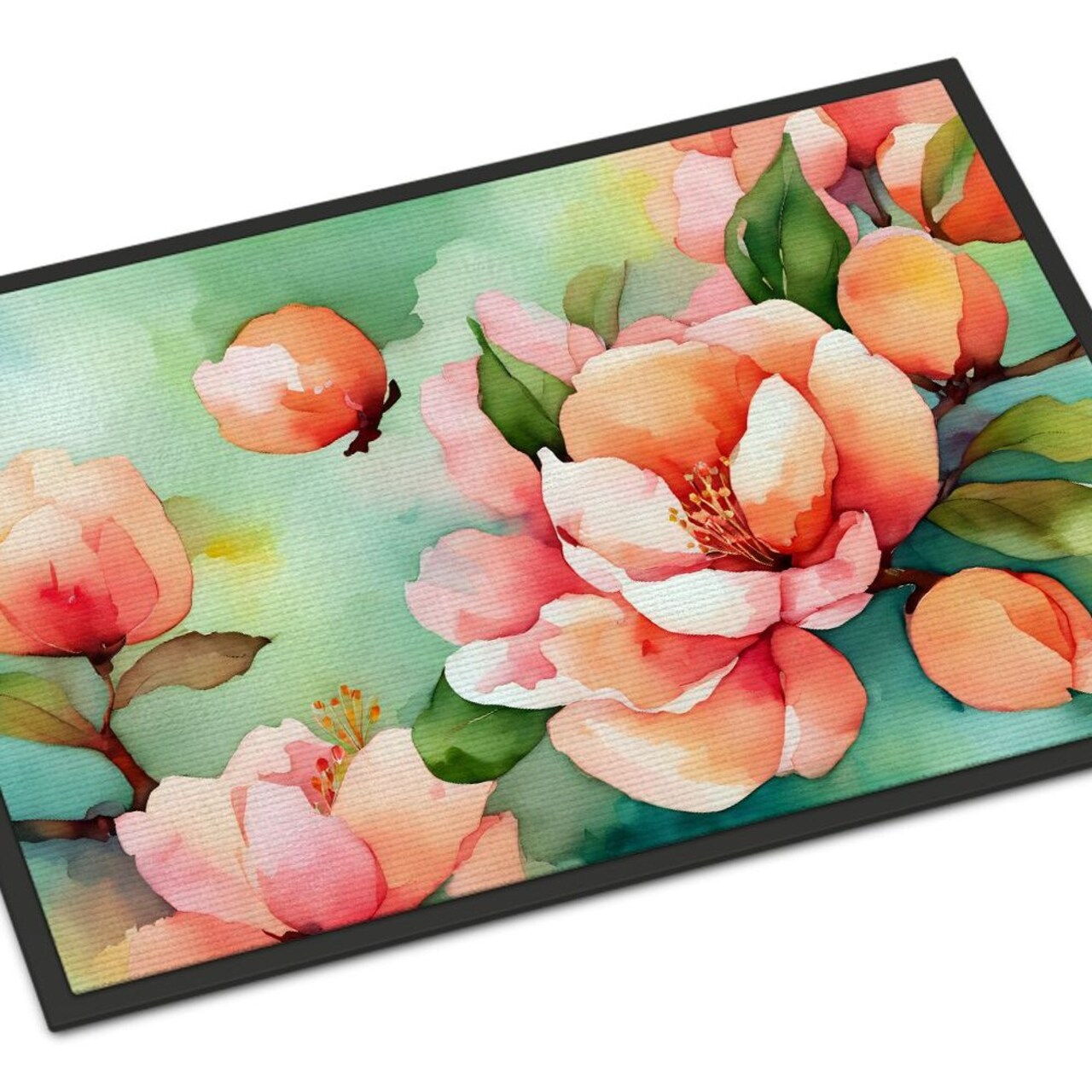 Edge Collections - 24" x 36" - Multicolor - Delaware Peach Blossom Doormat Indoor Outdoor Rugs - 1 Piece